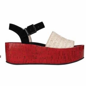 Kenneth Cole Danton platform shoes red/black straps size 9M